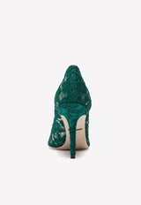 Dolce & Gabbana Bellucci 90 Crystal Embellished Pumps in Taormina Lace Green CD0101 AL198 8M072