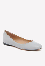 Chloé Lauren Nappa Leather Ballet Flats Gray CHC16A16075017 COLD GREY