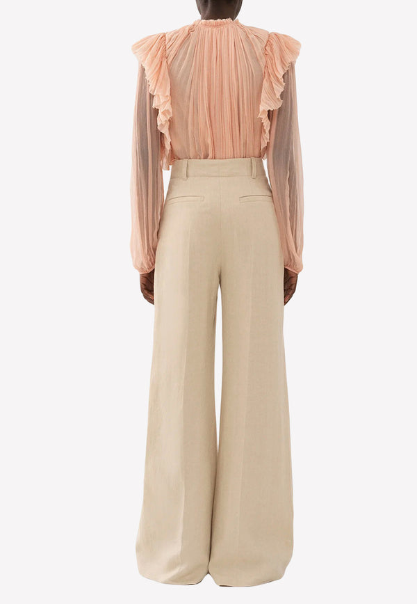 Chloé Pleated Blouse in Wool CHC22AHT050616I5 MAPLE PINK   Pink
