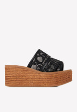 Chloé Woody 65 Espadrille Platform Lace Sandals Black CHC22S449D2001 Black