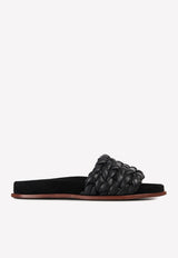 Chloé Kacey Footbed Braided Slides Black CHC22S557X6001 Black