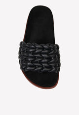 Chloé Kacey Footbed Braided Slides Black CHC22S557X6001 Black