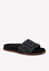 Chloé Kacey Footbed Braided Slides Black CHC22S557X6001 Black