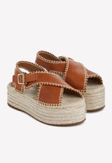 Chloé Lucinda 60 Espadrille Platform Sandals Brown CHC22U643Y9210 Luminous Ochre