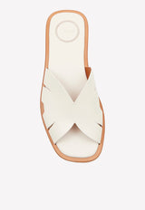 Chloé Lucille Calf Leather Flat Sandals White CHC22U64991120 Lovely White