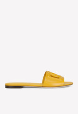 Dolce & Gabbana DG Logo Slides in Calf Leather Yellow CQ0436 AY329 80220