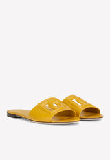 Dolce & Gabbana DG Logo Slides in Calf Leather Yellow CQ0436 AY329 80220