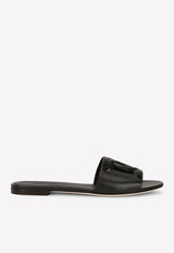 Dolce & Gabbana DG Logo Slides in Calf Leather Black CQ0436 AY329 80999