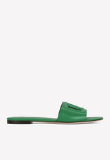 Dolce & Gabbana DG Logo Leather Slides CQ0436 AY329 87192 Green
