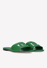 Dolce & Gabbana DG Logo Leather Slides CQ0436 AY329 87192 Green