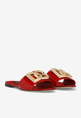 Dolce & Gabbana DG Logo Slides in Polished Calf Leather CQ0455 A1037 8M307 Red