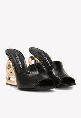 Dolce & Gabbana Keira 105 DG Mules in Animal Print Calf Leather Black CR1182 AY281 80999