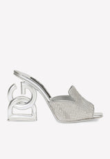 Dolce & Gabbana Keira 105 Crystal Embellished Mules in Satin Silver CR1194 AQ679 8B070