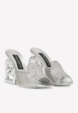 Dolce & Gabbana Keira 105 Crystal Embellished Mules in Satin Silver CR1194 AQ679 8B070