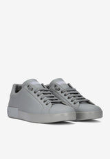 Dolce & Gabbana Leather Low-Top Sneakers Gray