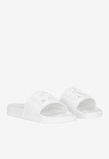Dolce & Gabbana DG Logo Rubber Slides White CW2079 AO666 8B930