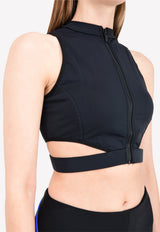 توب بقصة صدرية مع نسيج شبكي بفتحات