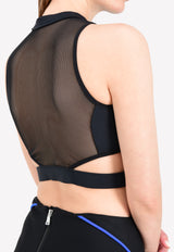 توب بقصة صدرية مع نسيج شبكي بفتحات