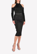 بودي سوت بحبكة ميتاليك مع حمالات رقبة وأكتاف مفتوحة