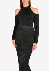 بودي سوت بحبكة ميتاليك مع حمالات رقبة وأكتاف مفتوحة