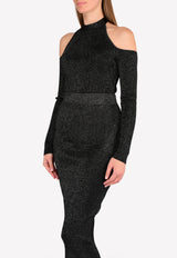 بودي سوت بحبكة ميتاليك مع حمالات رقبة وأكتاف مفتوحة