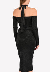 بودي سوت بحبكة ميتاليك مع حمالات رقبة وأكتاف مفتوحة