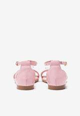 Dolce & Gabbana Kids Girls T-strap Patent Leather Sandals D10457 A1328 80416 Pink