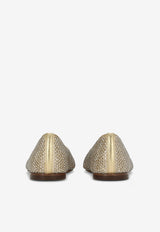 Dolce & Gabbana Kids Girls Rhinestone Embellished Satin Ballet Flats D10510 B9O82 80997 Gold