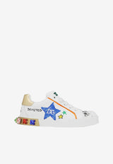 Dolce & Gabbana Kids Girls Graffiti Print Portofino Light Sneakers White D10951 AX708 89662