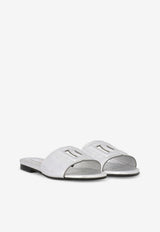 Dolce & Gabbana Kids Girls DG Millennial Laminated Flat Sandals Silver D11032 A5439 80998