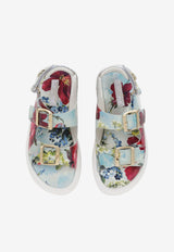 Dolce & Gabbana Kids Girls Garden Print Leather Sandals D11081 AC976 HC3JD Multicolor