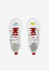 Dolce & Gabbana Kids Girls Portofino Smemo Print High-Top Sneakers White D11118 AN456 HW3VG