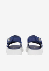 Dolce & Gabbana Kids Girls Crystal Embellished Sandals in Patent Leather Blue D11127 AC977 80648