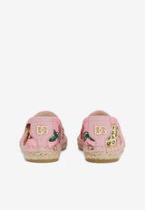 Dolce & Gabbana Kids Girls Bread Print Canvas Espadrilles Pink D11128 AR368 HF3UQ