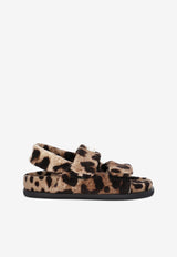 Dolce & Gabbana Kids Girls Terrycloth Sandals with Leopard Print Multicolor D11172 AM154 HY13M