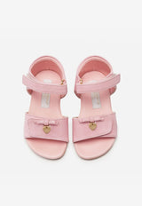 Dolce & Gabbana Kids Baby Girls Charm Embellished Leather Sandals D20045 A1328 80416 Pink