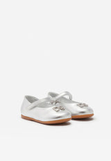 Dolce & Gabbana Kids Baby Girls Mary Jane Metallic Leather Ballerinas D20057 A6C66 80998 Silver