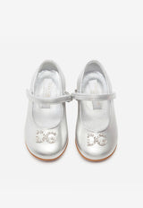 Dolce & Gabbana Kids Baby Girls Mary Jane Metallic Leather Ballerinas D20057 A6C66 80998 Silver