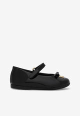 Dolce & Gabbana Kids Baby Girls DG Logo Patent Leather Ballet Flats with Strap Black D20081 A1328 80999