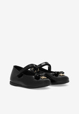 Dolce & Gabbana Kids Baby Girls DG Logo Patent Leather Ballet Flats with Strap Black D20081 A1328 80999