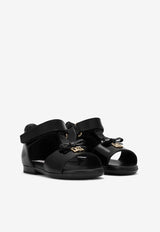Dolce & Gabbana Kids Girls Logo-Plaque Sandals Black D20082 A1328 80999