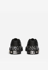 Dolce & Gabbana Kids Boys Graffiti Print Portofino Sneakers Black DA0702 AC022 8S574
