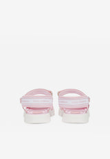 Dolce & Gabbana Kids Girls DG Logo Sandals in Tech Fabric Pink DA5061 AY233 8B405