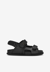 Dolce & Gabbana Kids Boys Logo-Plaque Double-Strap Sandals Black DA5098 A1293 80999