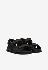 Dolce & Gabbana Kids Boys Logo-Plaque Double-Strap Sandals Black DA5098 A1293 80999