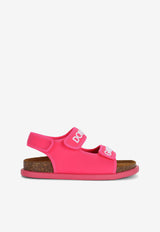 Dolce & Gabbana Kids Girls Logo Embroidered Touch-Strap Sandals Pink DA5128 AQ687 8H403
