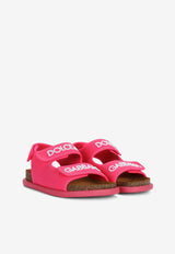 Dolce & Gabbana Kids Girls Logo Embroidered Touch-Strap Sandals Pink DA5128 AQ687 8H403