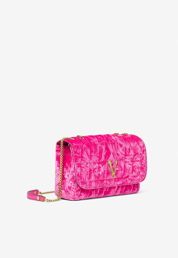Versace Virtus Velvet Shoulder Bag DBFH822 1A06489 1PK3V Pink