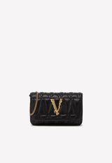 Versace Mini Virtus Quilted Leather Shoulder Bag DBFI002 D2NTRT DNMOV Black
