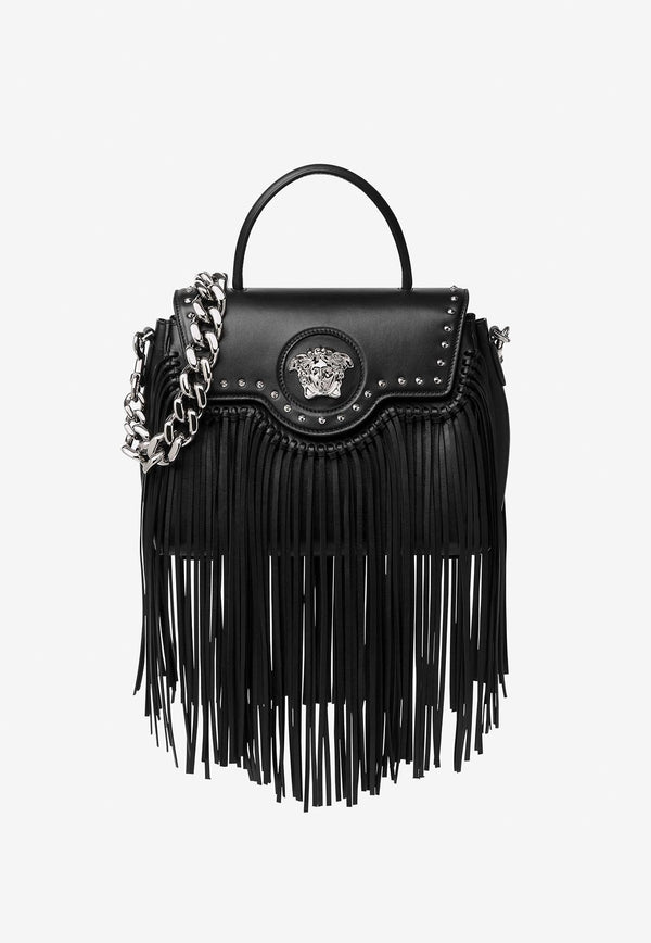 Versace La Medusa Fringed Top Handle Bag DBFI039 1A07090 1B00P Black